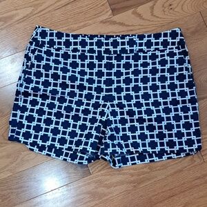 Ann Taylor Navy and White Geometric Bermuda Shorts